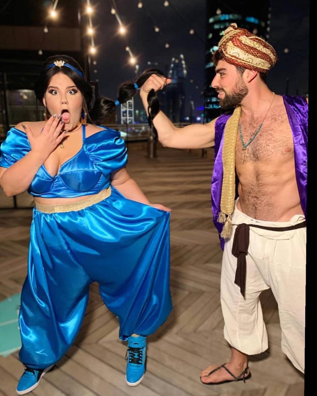 Netta Barzilai and Elan Benor dressed as Princess Jasmine and Aladdin for Purim 2019. Photo: courtesy