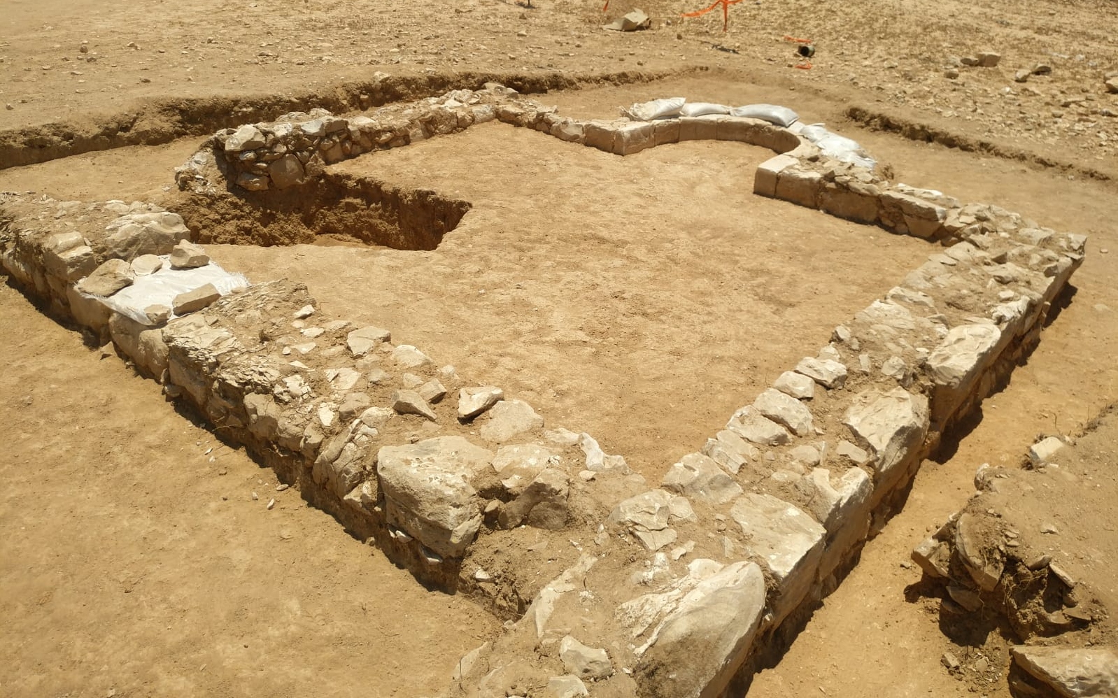 Remains of an early mosque in modern Israeli Bedouin town of Rahat. Photo by Anat Rasiuk/Israel Antiquities Authority