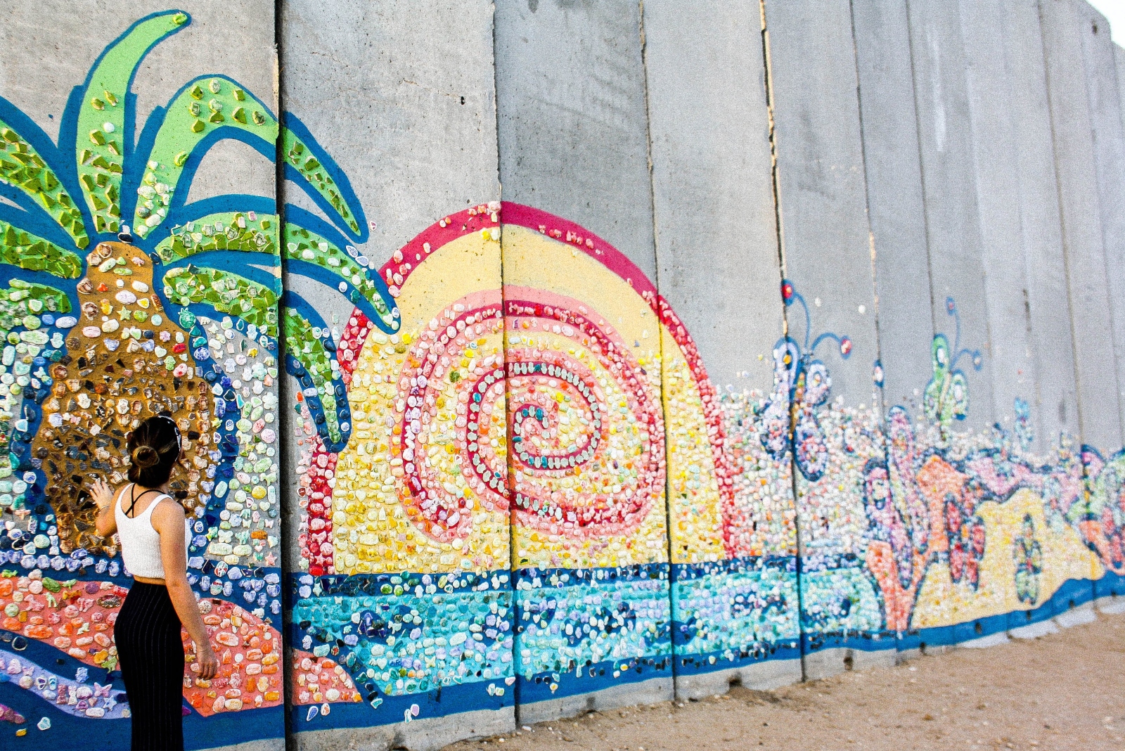 The ever-growing Peace Wall Mosaic at Kibbutz Netiv Ha’asara. Photo: courtesy
