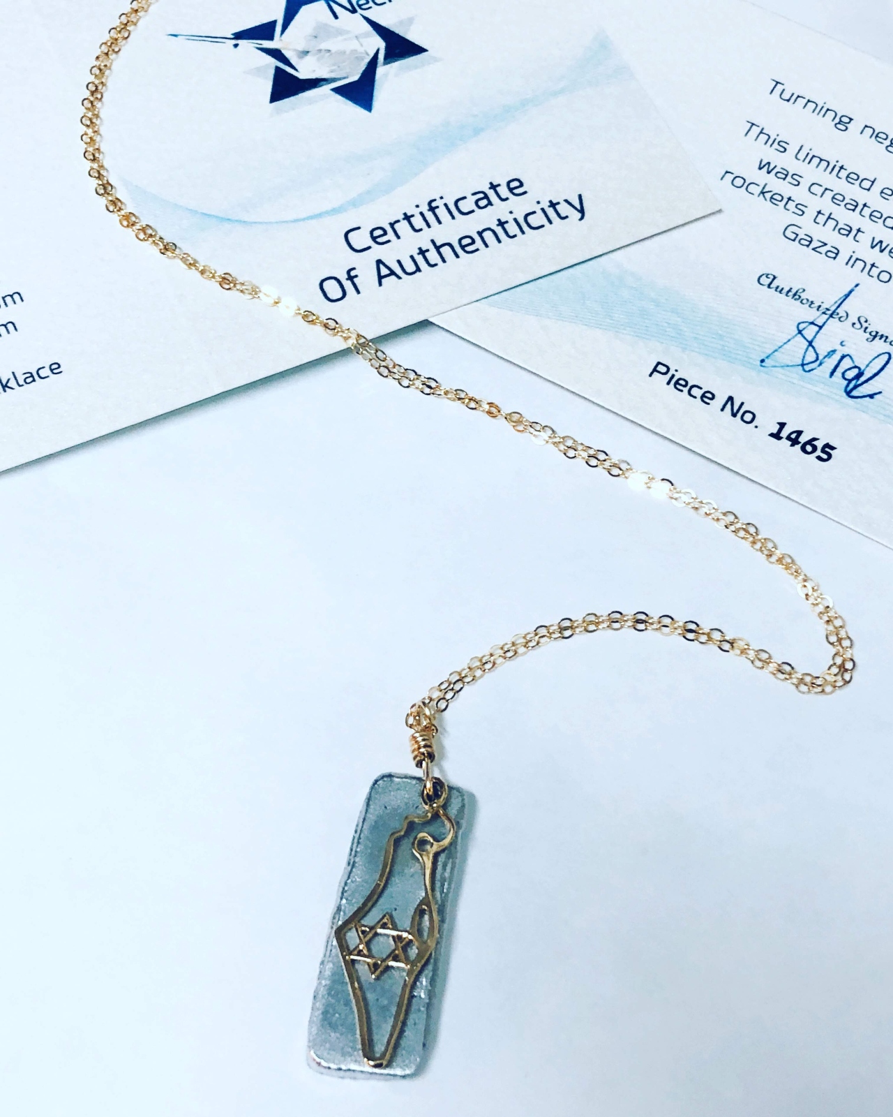 Rocket Necklaces are fashioned from pieces of shrapnel from incoming Gaza rockets. Photo: courtesy