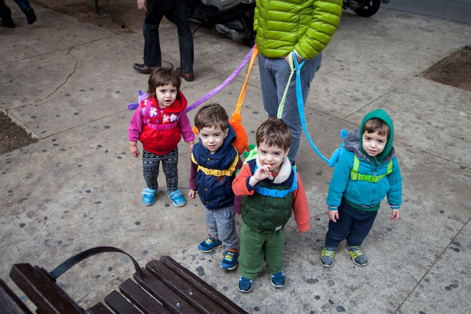 A caregiver and her charges in Tel Aviv. Photo by Evyatar Dayan/ThisIsTelAviv
