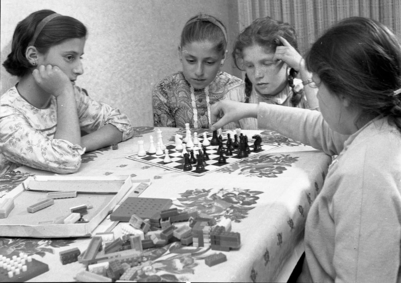 An undated photograph of anonymous boarding-school girls playing chess. Who were they? What became of them?Photo courtesy of the Dan Hadani Photo Archive/Pritzker Family National Photography Collection at the National Library of Israel