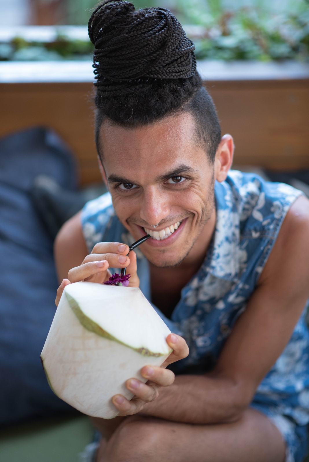 Aviv Shalem (“Asis”), public relations manager for Tel Aviv vegan restaurant Anastasia. Photo by Or Kaplan