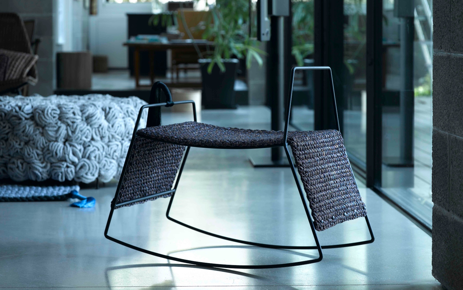 A crocheted stool by Iota. Photo by Ronen Mangan