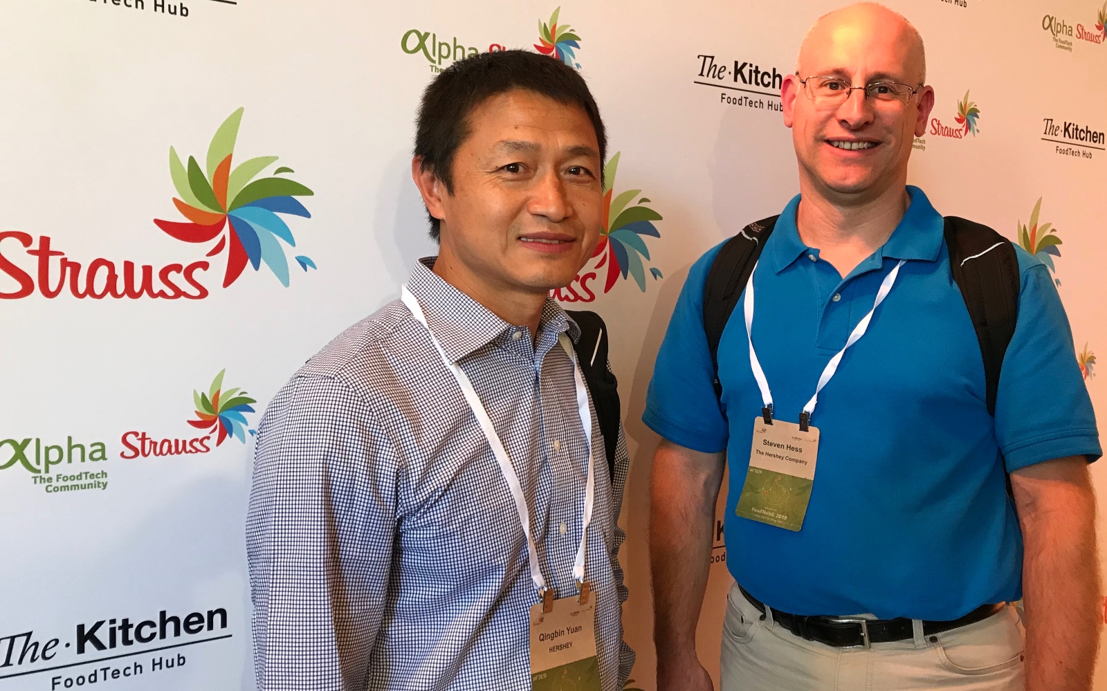 Qingbin Yuan and Steven Hess, R&D directors at Hershey, at FoodTechIL 2019. Photo by Abigail Klein Leichman