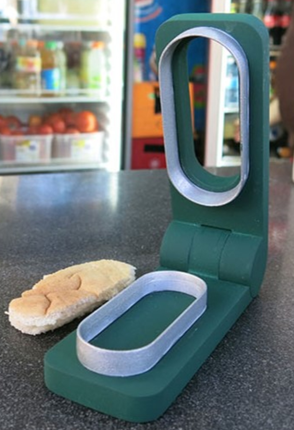 Shaul Cohen’s “pita band-aid” maker. Photo: courtesy