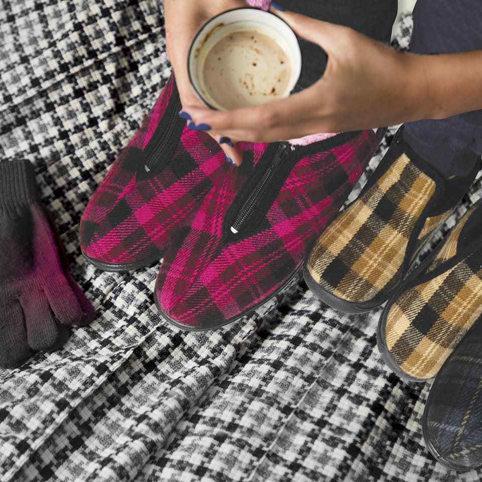 In 2018, slipper maker Dafna - Teva-Naot launched a bright pink version of classic plaid “na’alei bayit.” Photo: Courtesy