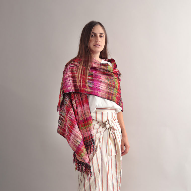 Plaid red shawl made at Canaan Gallery. Photo: courtesy