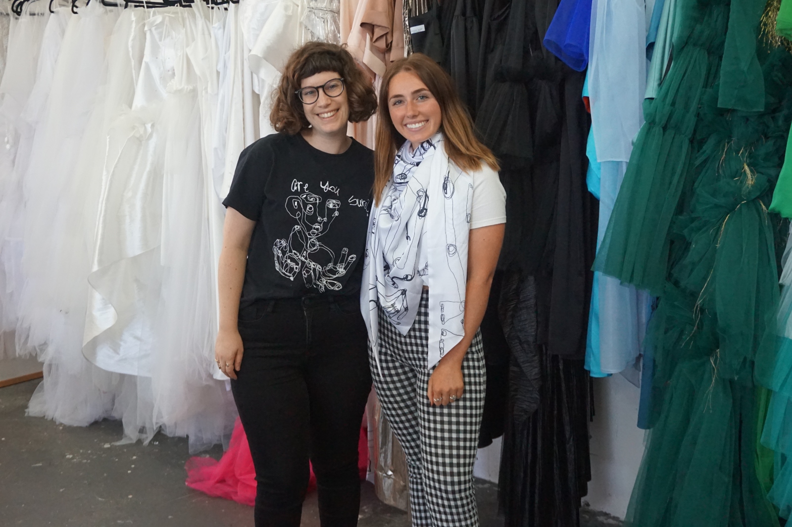 Hannah Zeidenstein, right, from Cincinnati interning at Shahar Avnet Fashion Design. Photo courtesy of Onward Israel