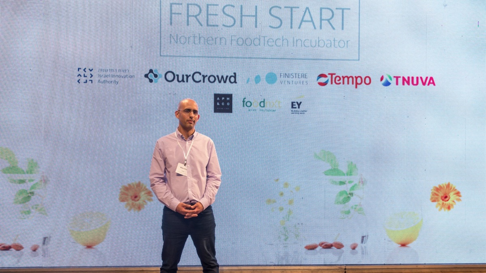 Verstill cofounder Matan Edvy presenting at theFresh Start Foodtech Incubator Challenge in September 2019. Photo by Mika Gurovich