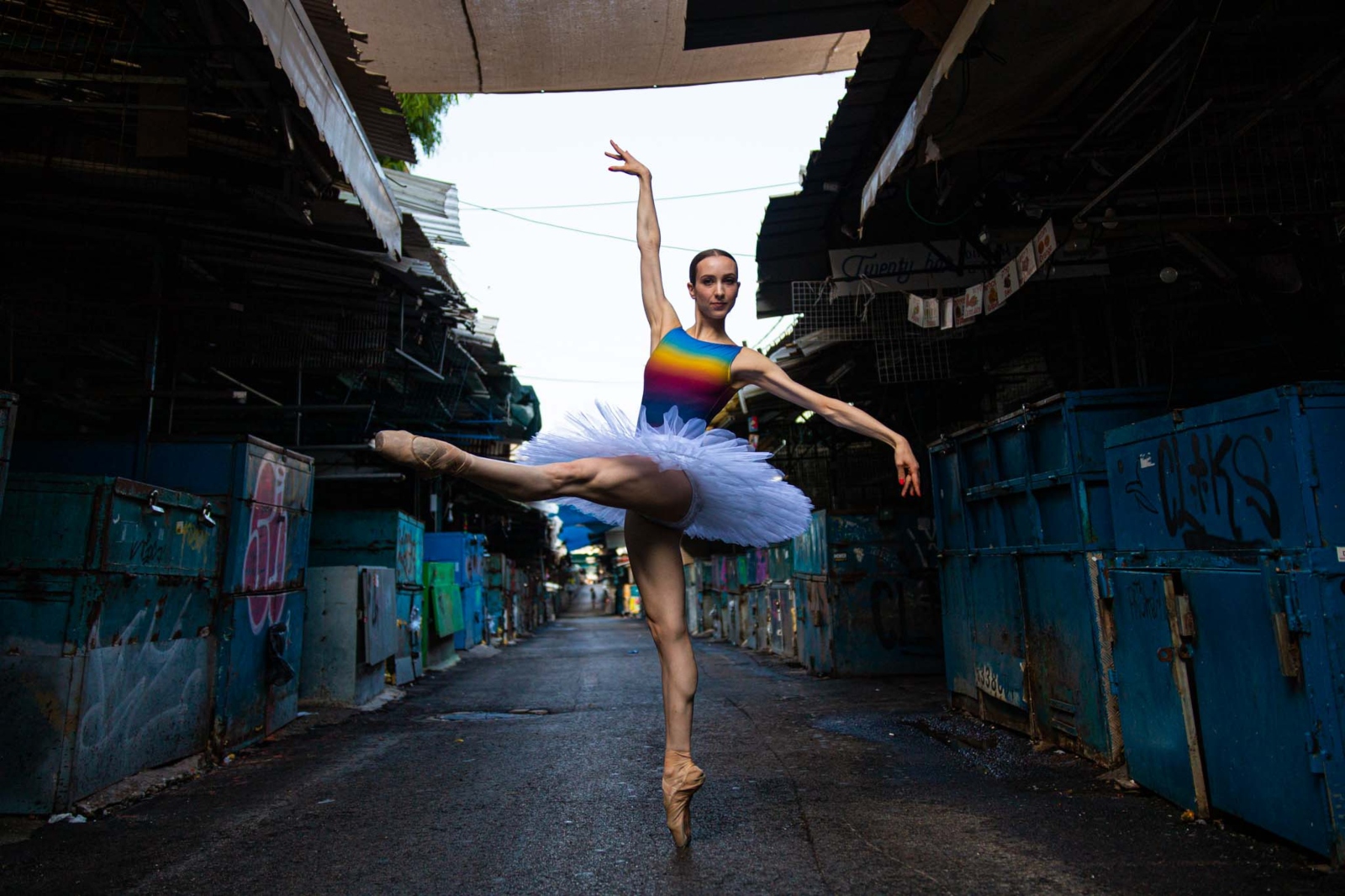 This “Urballerina” shoot was done at Carmel Market, Tel Aviv.Photo by Liel Anapolsky