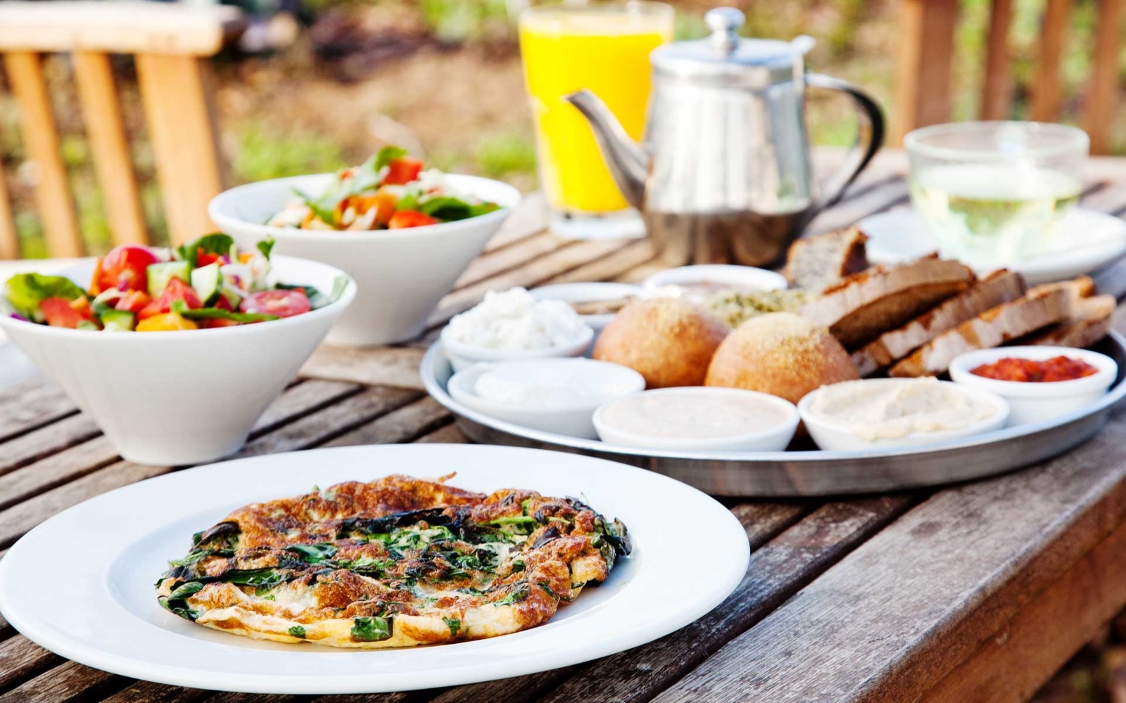 A breakfast spread at Meshek Barzilay. Photo: courtesy