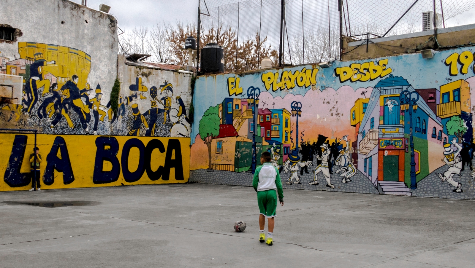 Boys playing soccer in the colorful La Boca neighborhood of Buenos Aires, Argentina. Photo by Ilan Rogers