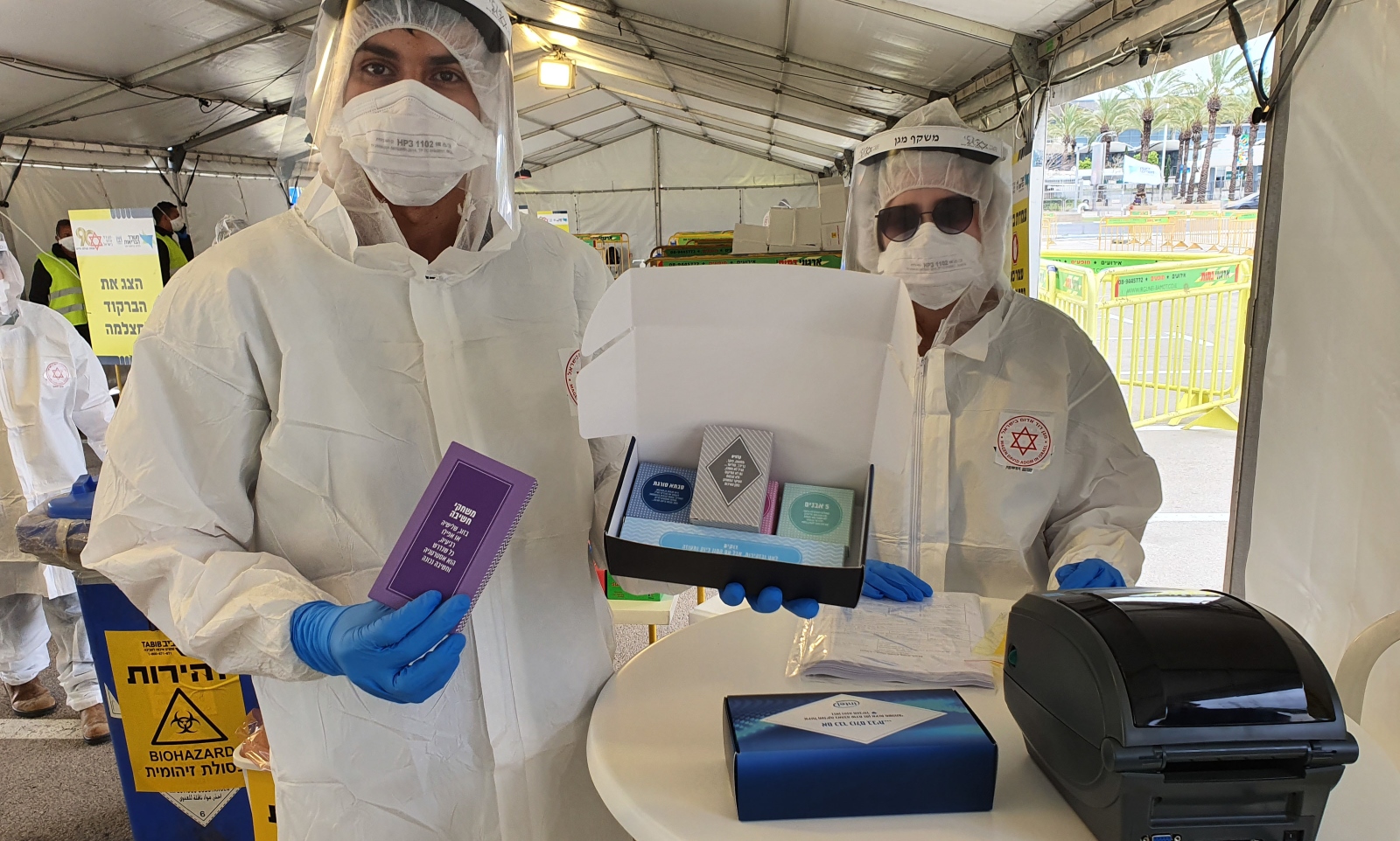 Intel is donating game sets to families coming to drive-through coronavirus testing centers in Israel. Photo courtesy of Magen David Adom