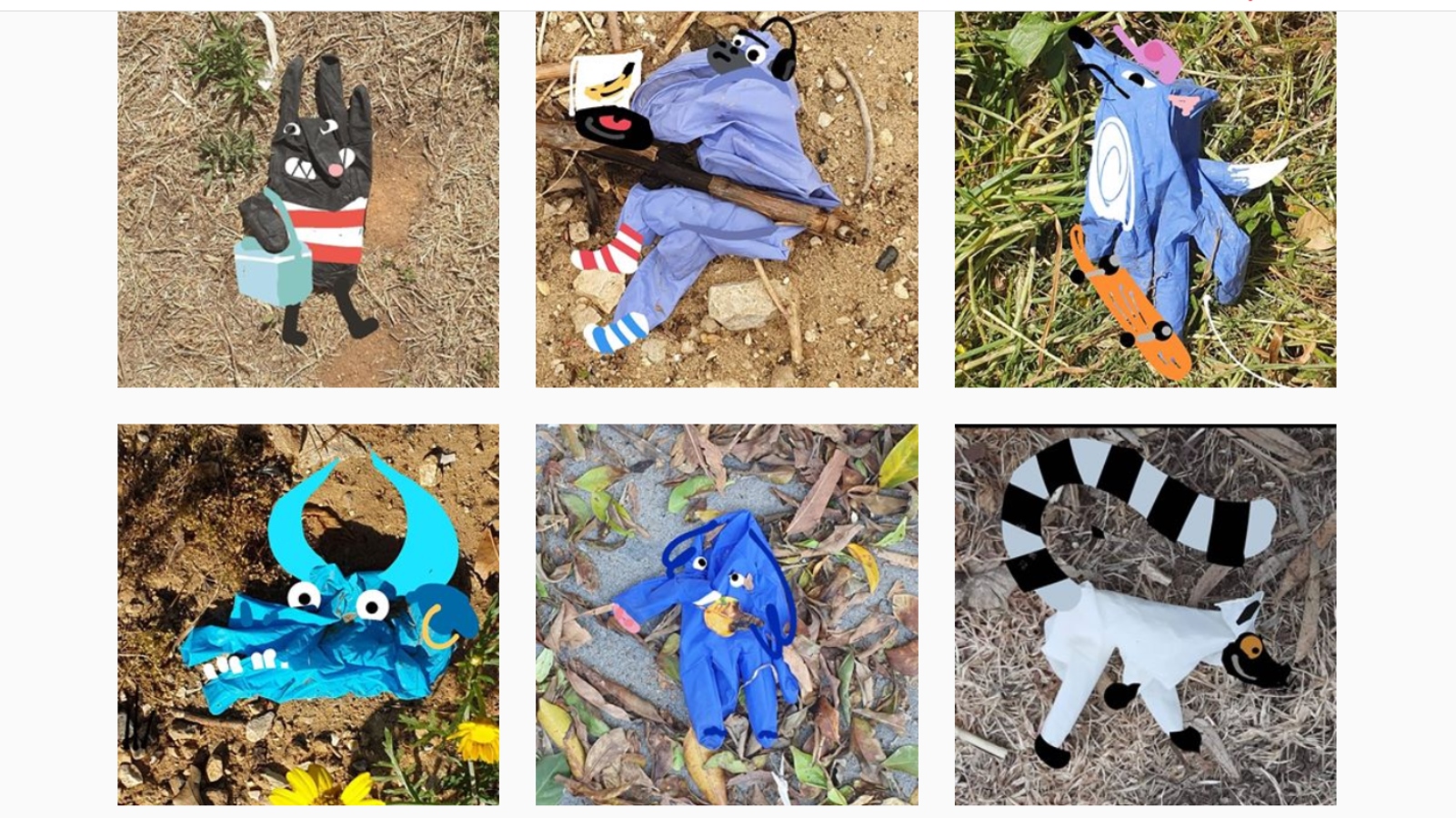 Glove characters have an important message to impart about safe disposal during the coronavirus pandemic.Photo via @glove.stories