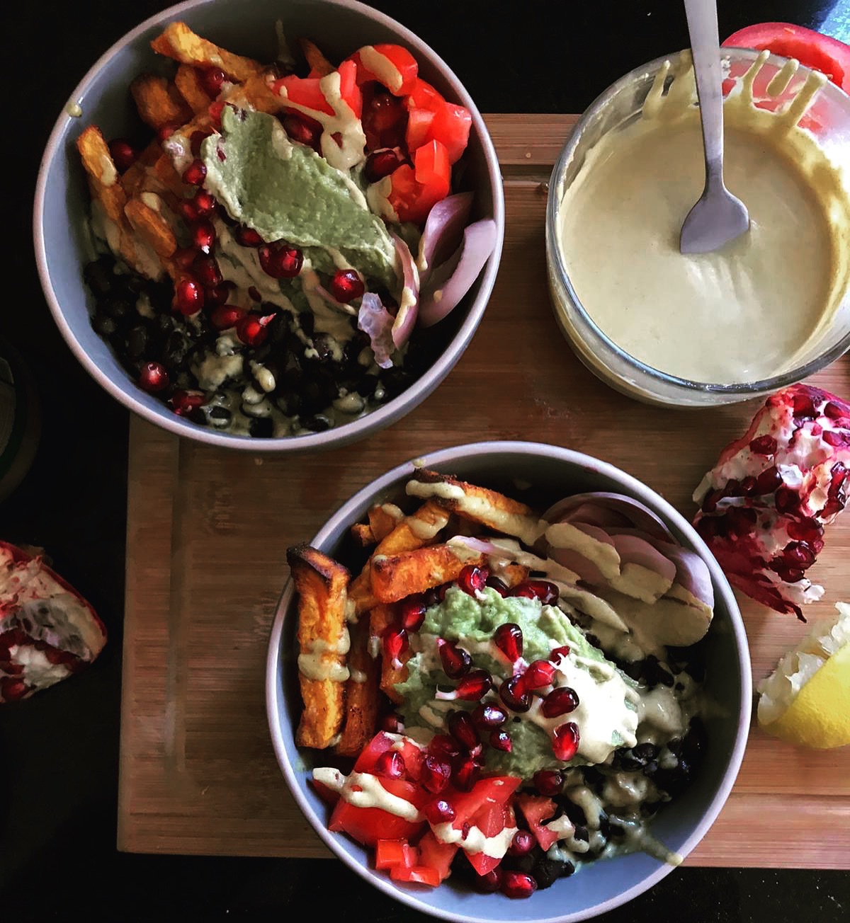 Loaded Veggie Bowls and tahini. Photo courtesy of Maayan Ora