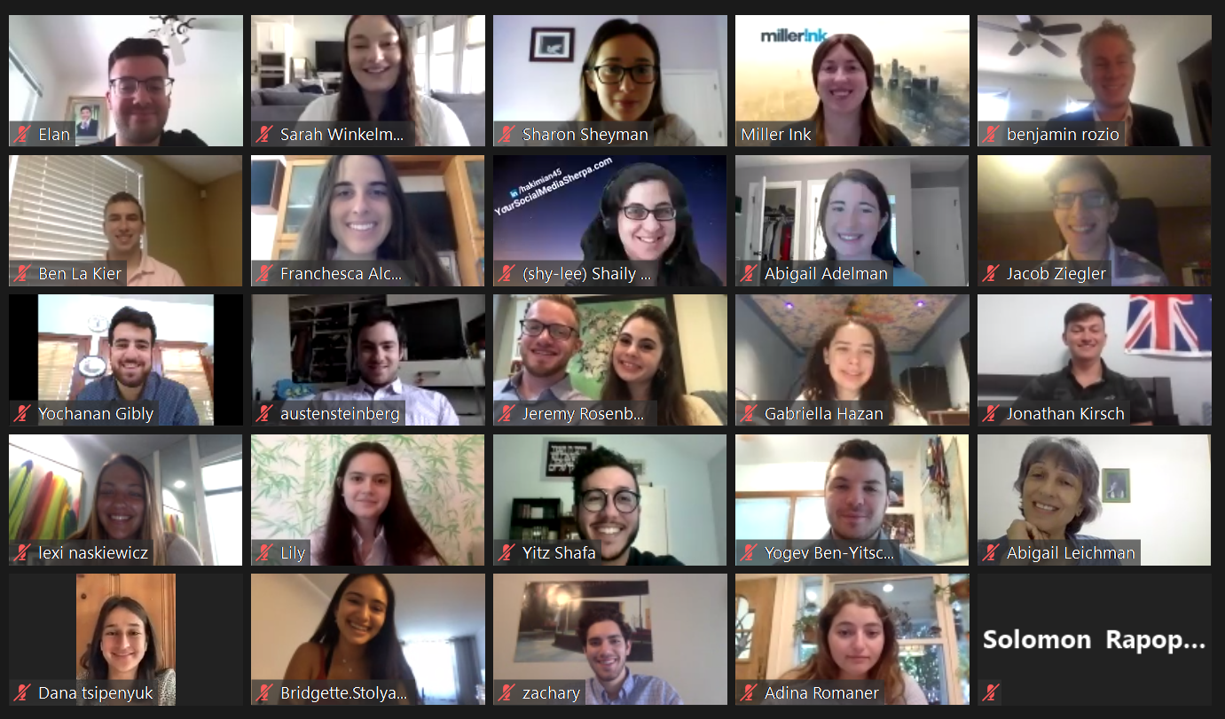 Some of the students taking part in the final Zoom call.