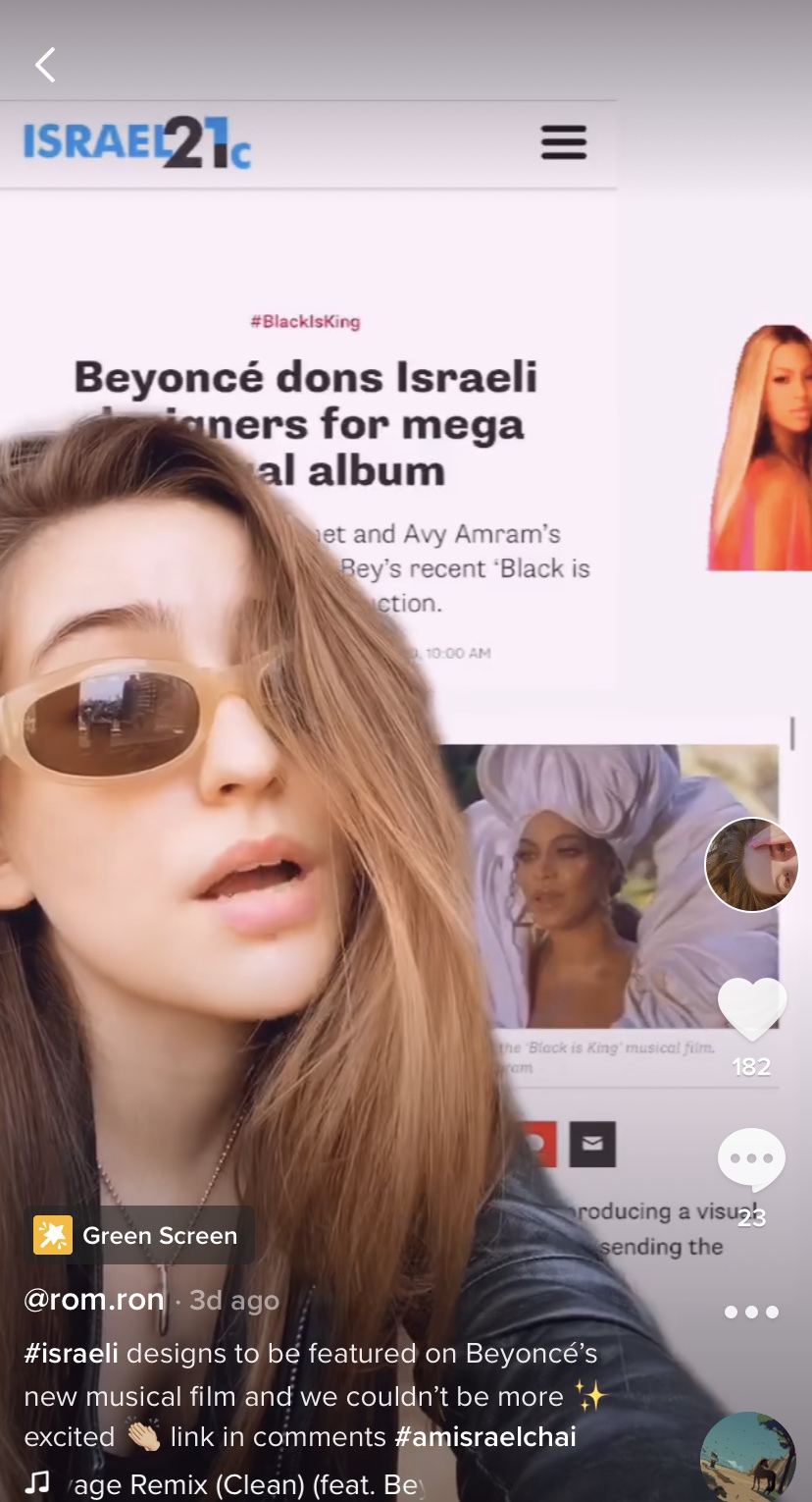 Romy Ronen promoting an ISRAEL21c story on TikTok. Photo: courtesy