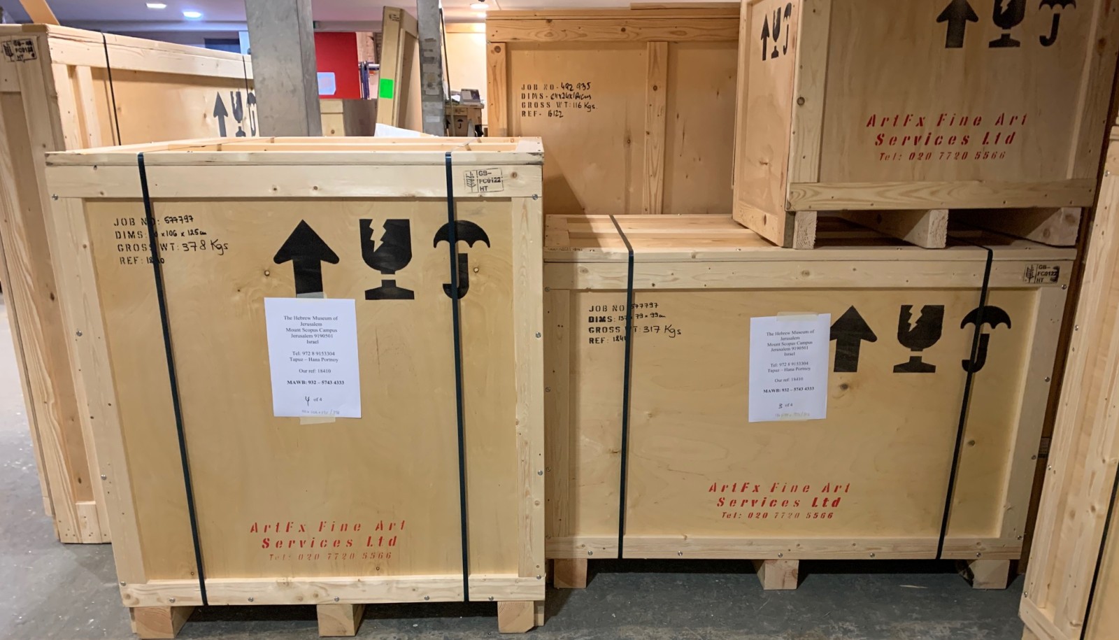 David Pearlman’s massive postcard collection arriving in Israel. Image courtesy of Hebrew University