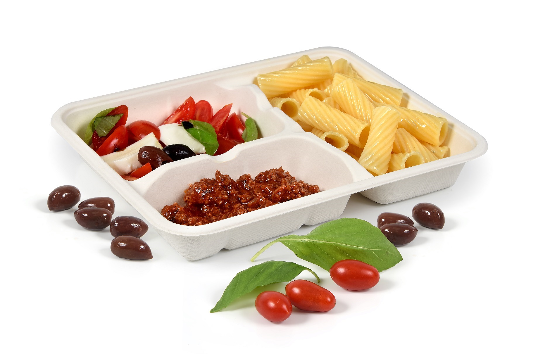 A food tray made of compostable plant fiber. Photo courtesy of W-Cycle