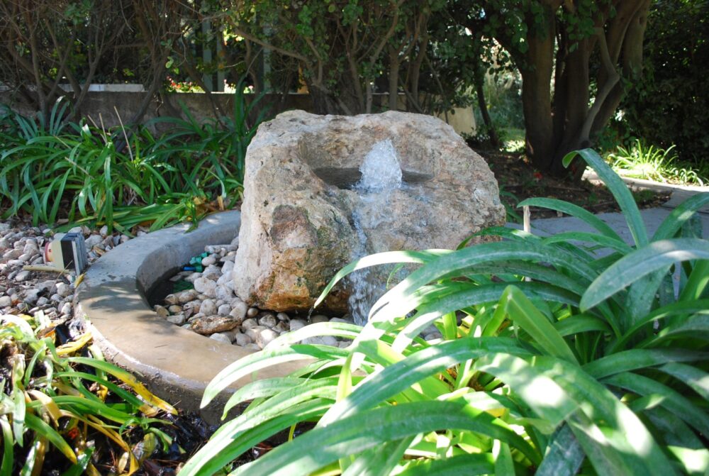 Water elements contribute to wellbeing in the Healing and Environmental Garden at Hadassah-Mount Scopus. Photo: courtesy