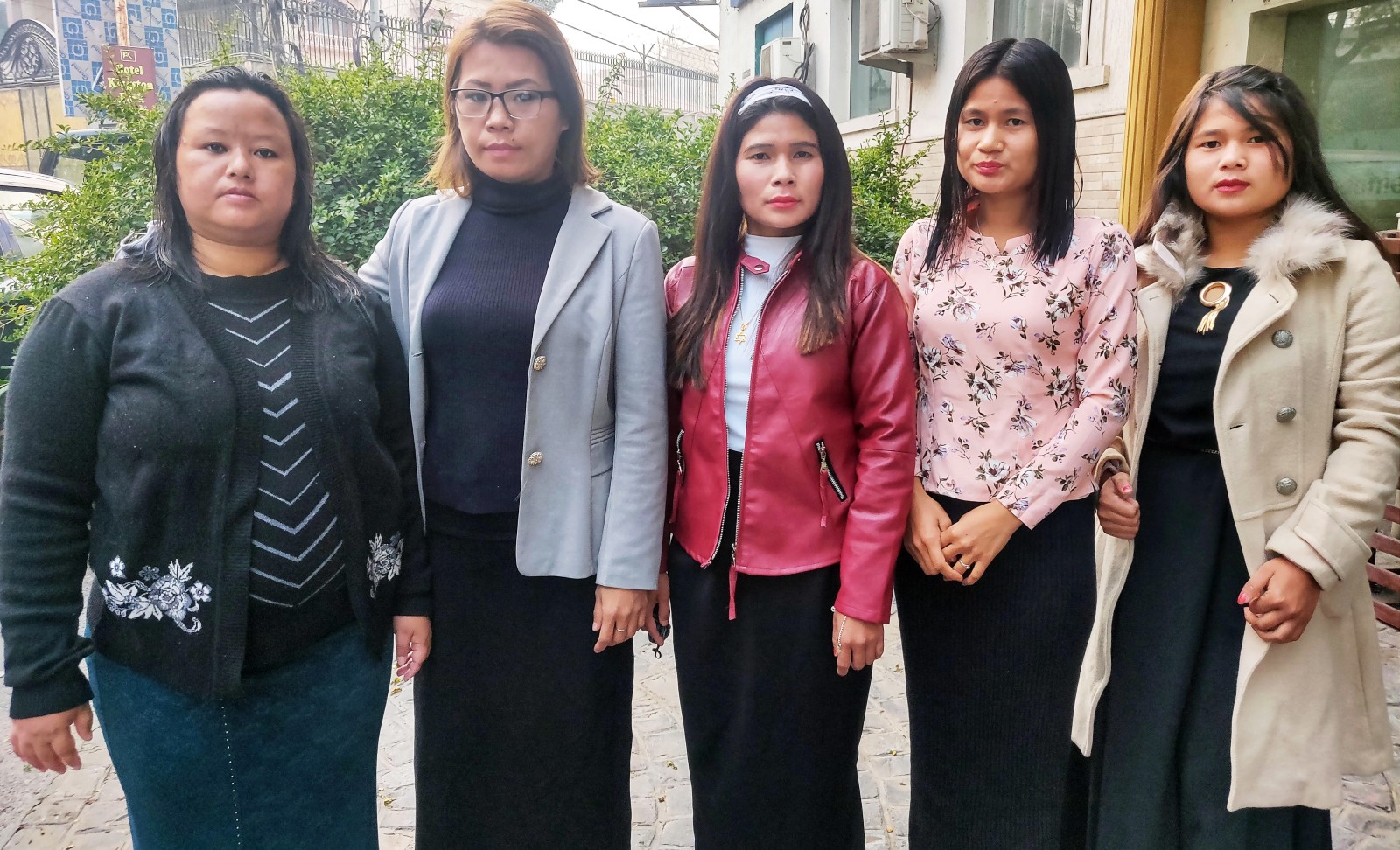 Five Bnei Menashe women who moved to Israel on January 3, 2021. From left, Malka Zote, Tiferet Renthlei, Rut Lhanghal, Dina Lhanghal and Avigail Lhanghal. Photo by Assaf Renthlei courtesy of Shavei Israel