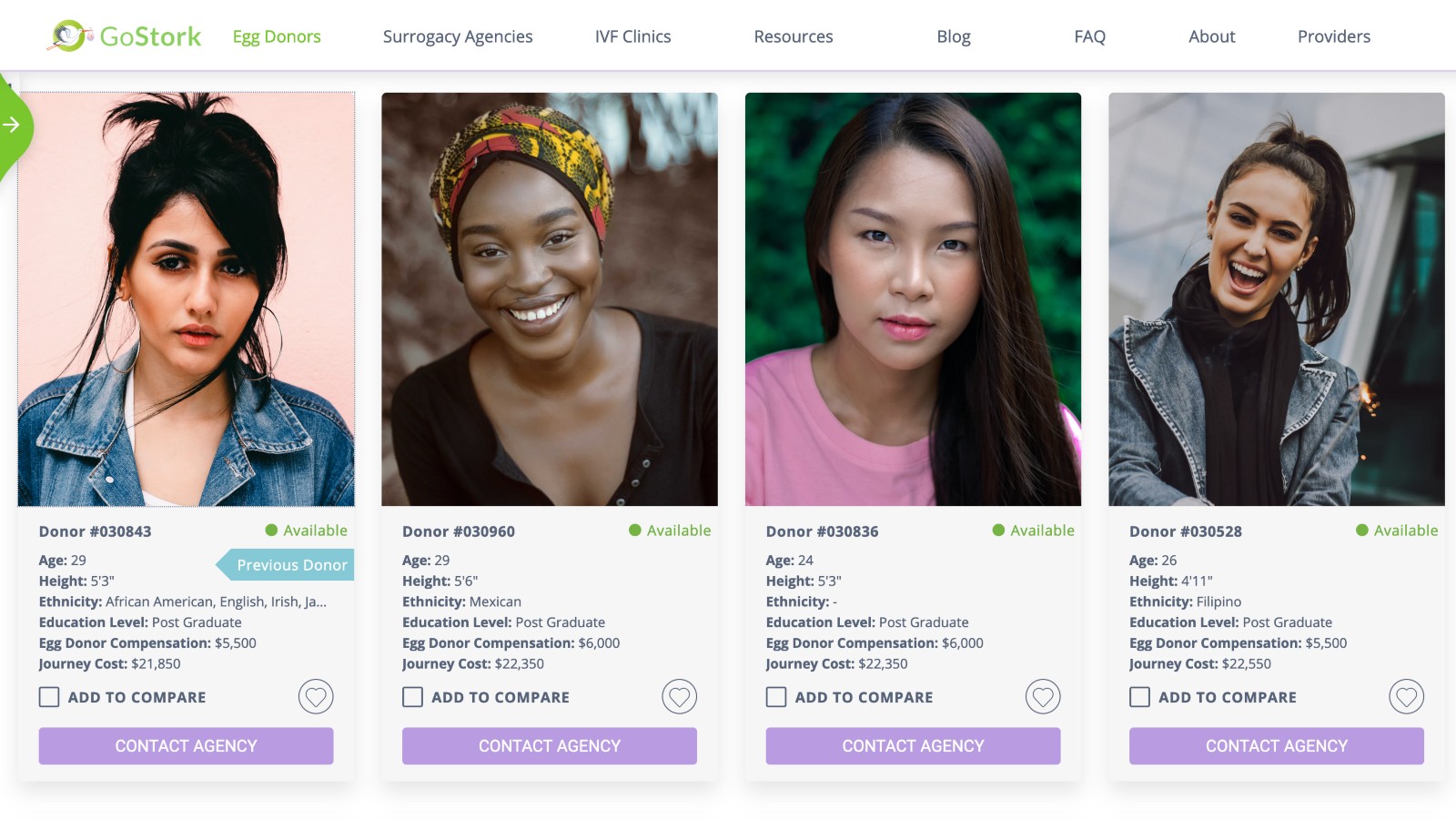 GoStork egg donor screenshot