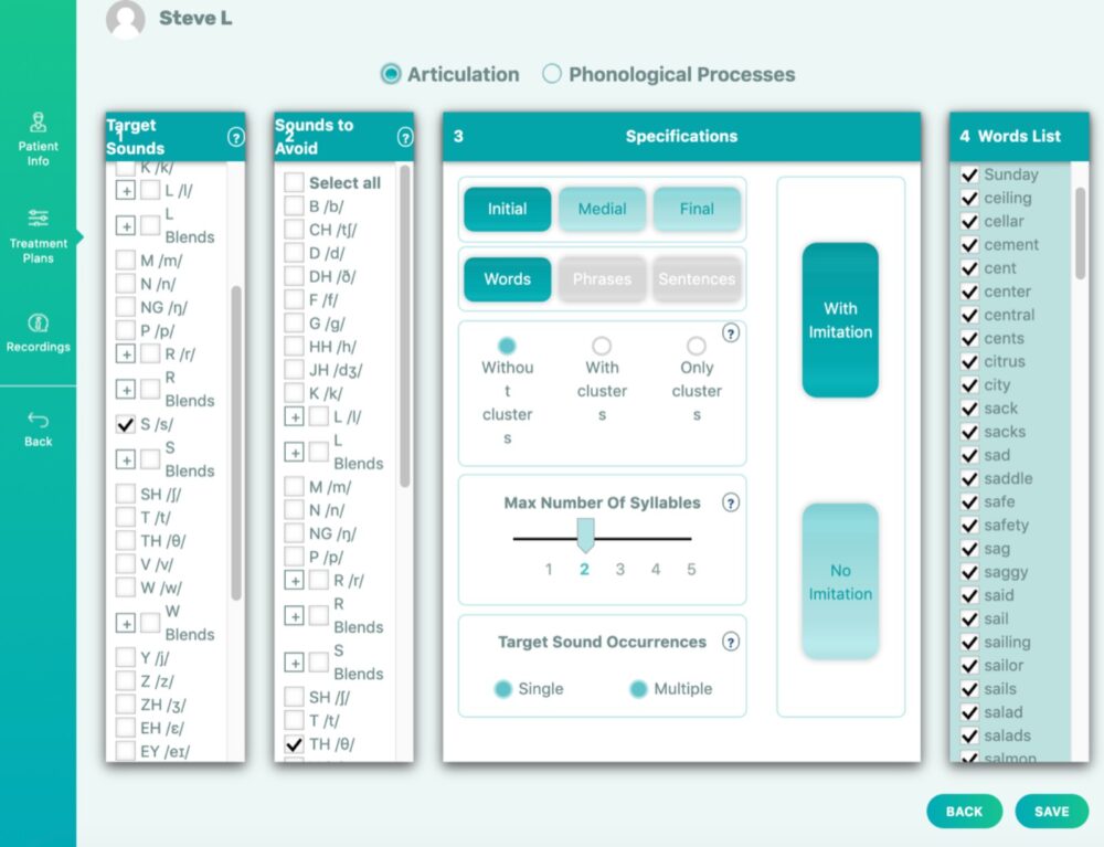 TikTalk’s Digital Articulation Dropdown Menu. Photo courtesy of TikTalk2me