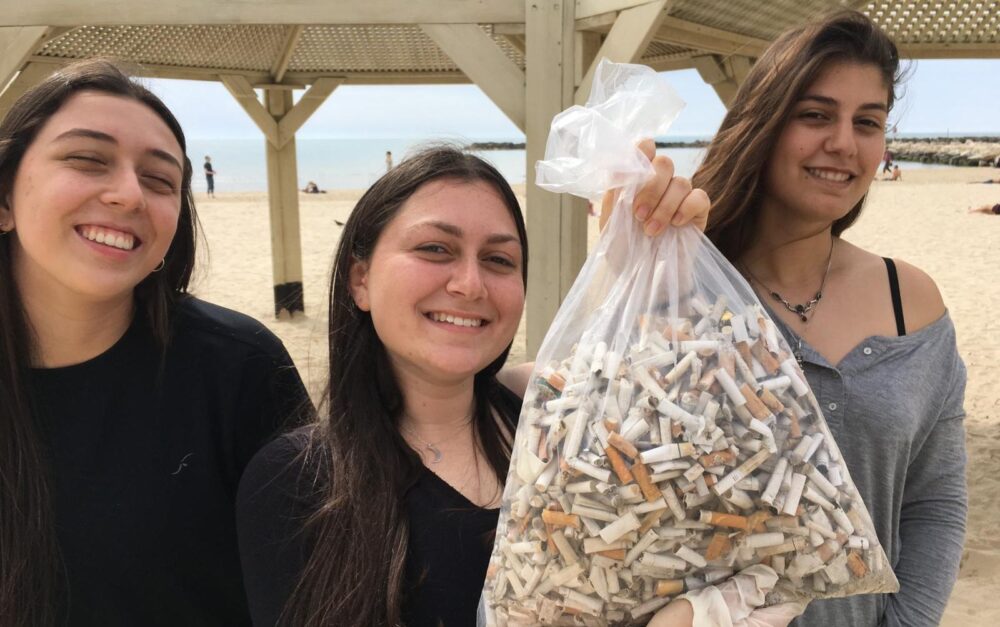 Some of the cigarette butts are turned into artwork, and a whole load are shipped off to a designated recycling facility. Photo courtesy Clean the Butts