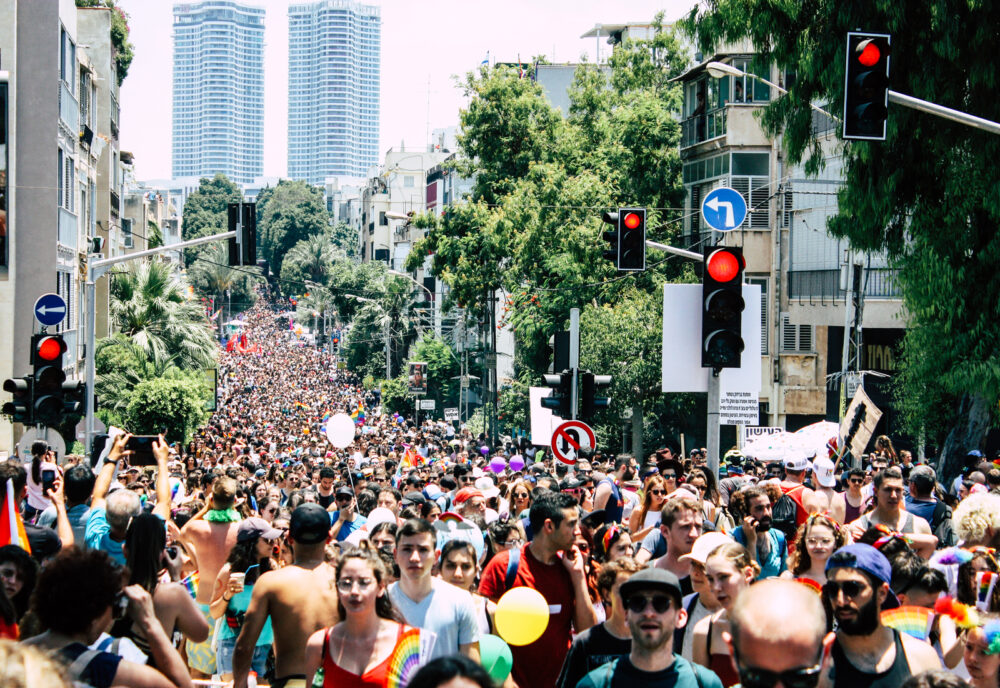 Tel Aviv Pride in 2019. Look at all those people crammed together!! This year’s event will be much more socially distanced. Photo by Shutterstock