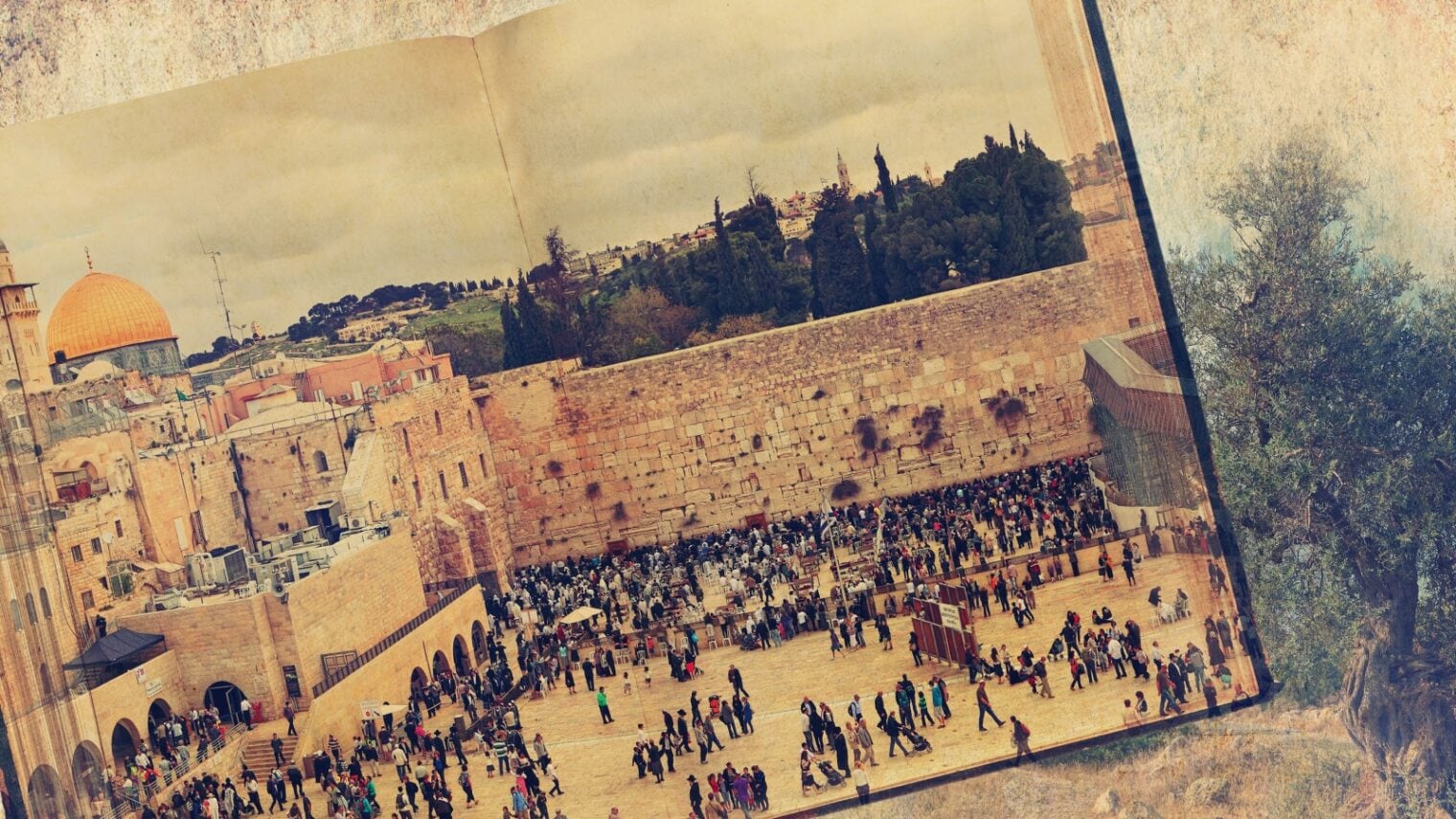 Jerusalem’s Western Wall pictured in a history book. Photo by Protasov AN via Shutterstock.com