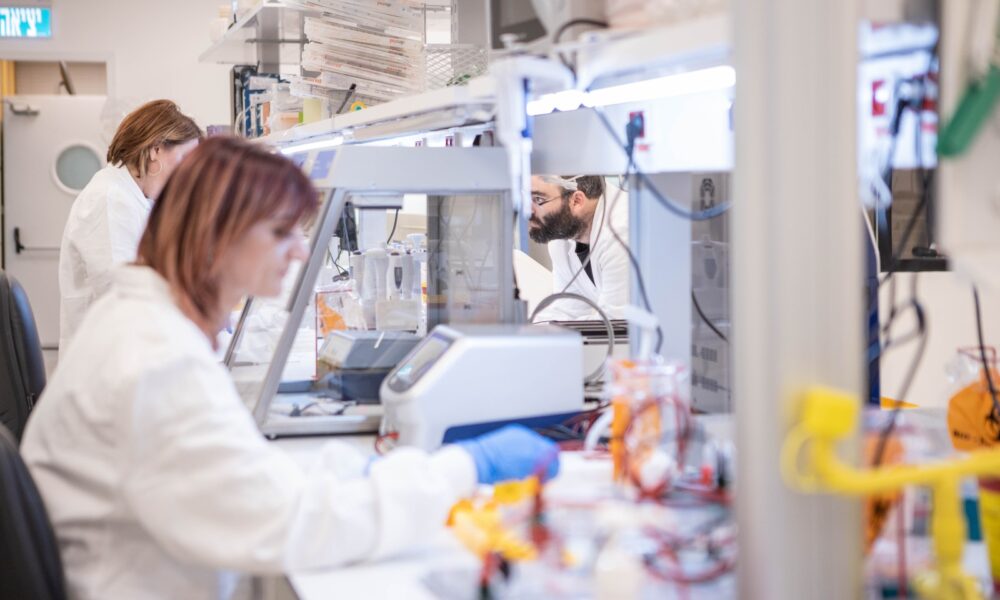 ReMilk scientists at work fermenting milk proteins. Photo by Tal Zelicovitch