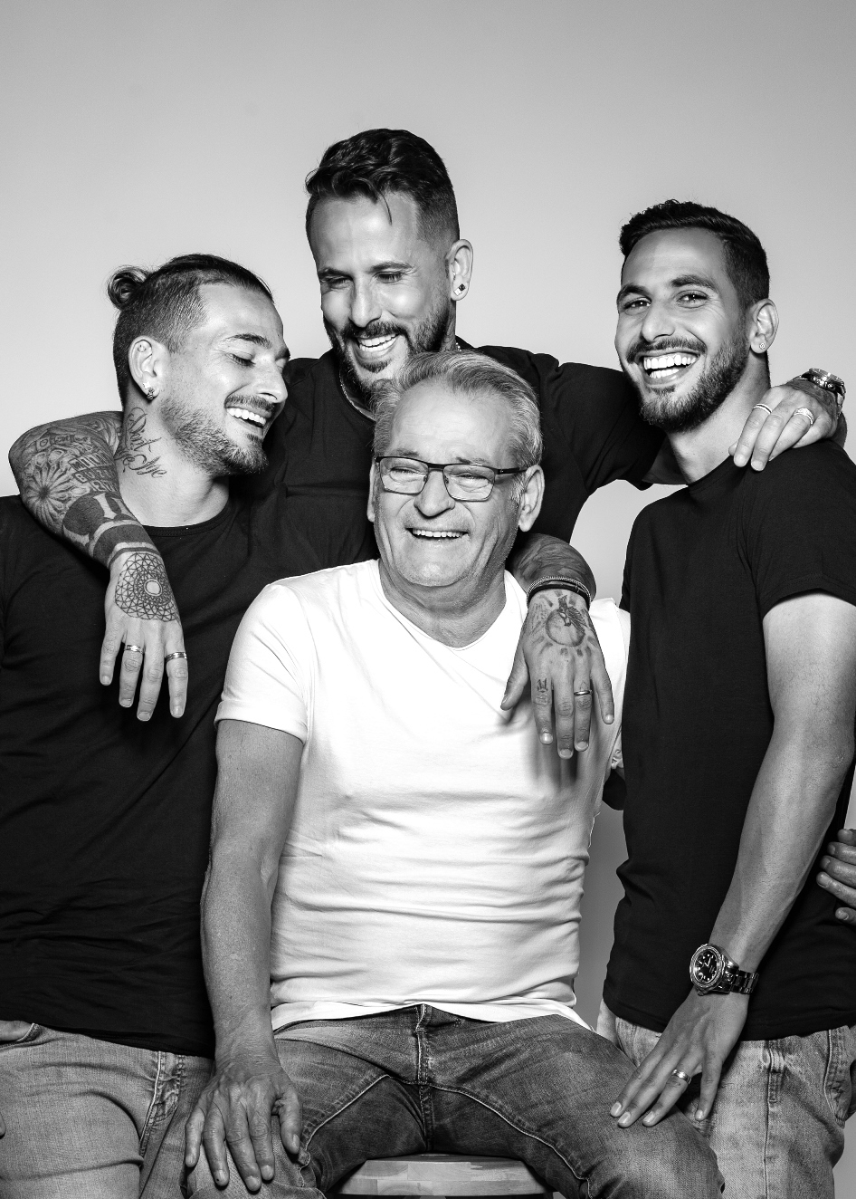Yaakov Buzaglo and his sons Asi, Maor and Almog. Photo by Eitan Bernat/Fathers & Sons