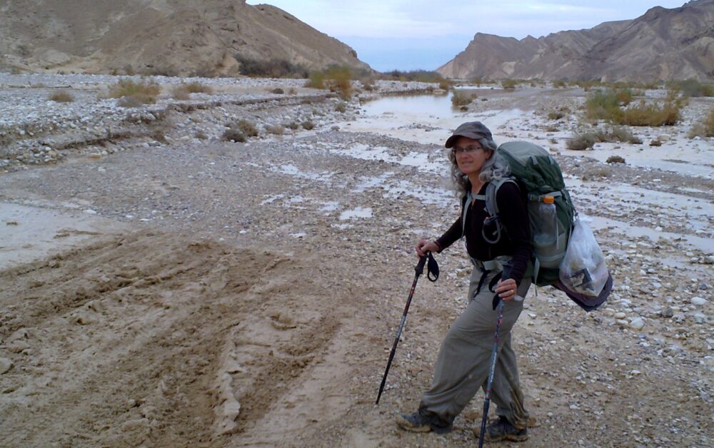 Tzippi Moss hiking after a desert rain. Photo courtesy of Tzippi Moss