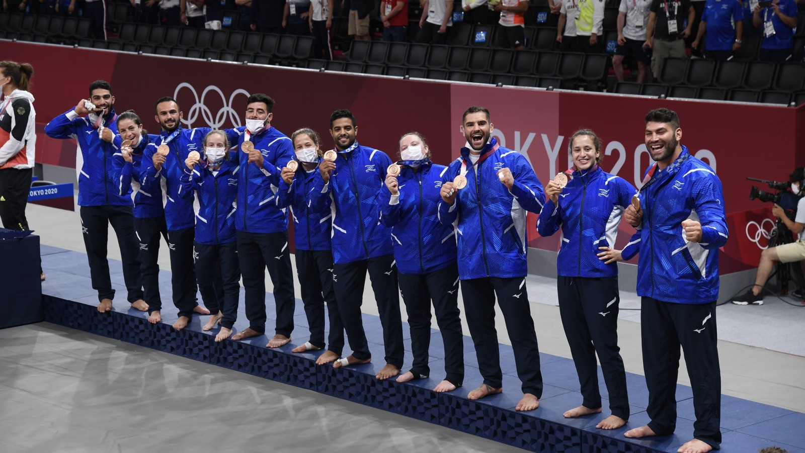 Israel’s medal-winning Olympic judo team. Photo by Amit Shissel/Israel Olympic Committee