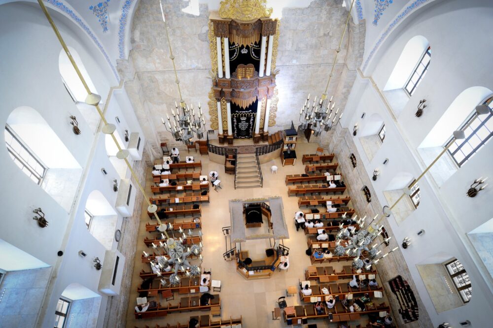 The Hurva Synagogue in Jerusalem's Old City was completed in 1875, blown up by the Jordanians in 1948 and rebuilt in 2010. Photo by Mendy Hechtman/FLASH90