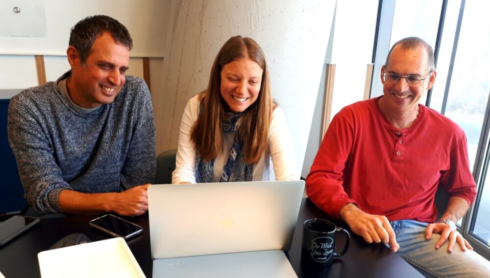 Kahun founders, from left, Tal Goldberg, Dr. Michal Tzuchman-Katz and Eitan Ron.Photo by Ariel Sacerdoti