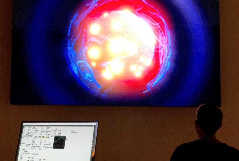 Breathing simulation in the multisensory room of the Brain, Cognition & Technology lab at Reichman University. Photo courtesy of Yoav Cohen