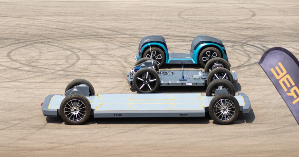 REE's flat platform chassis for vehicles of different sizes. Photo courtesy of REE Automotive