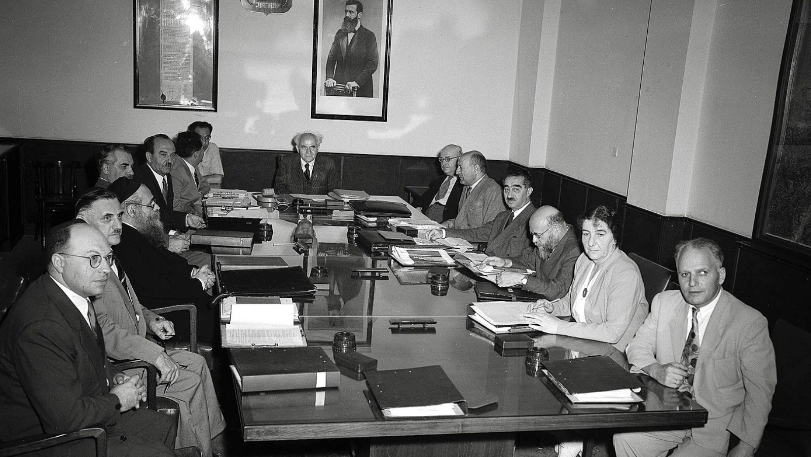 Golda Meir was the only woman at the first session of Israel’s third government, 1951. Photo by David Eldan/GPO National Photo Collection of Israel, via Wikimedia Commons