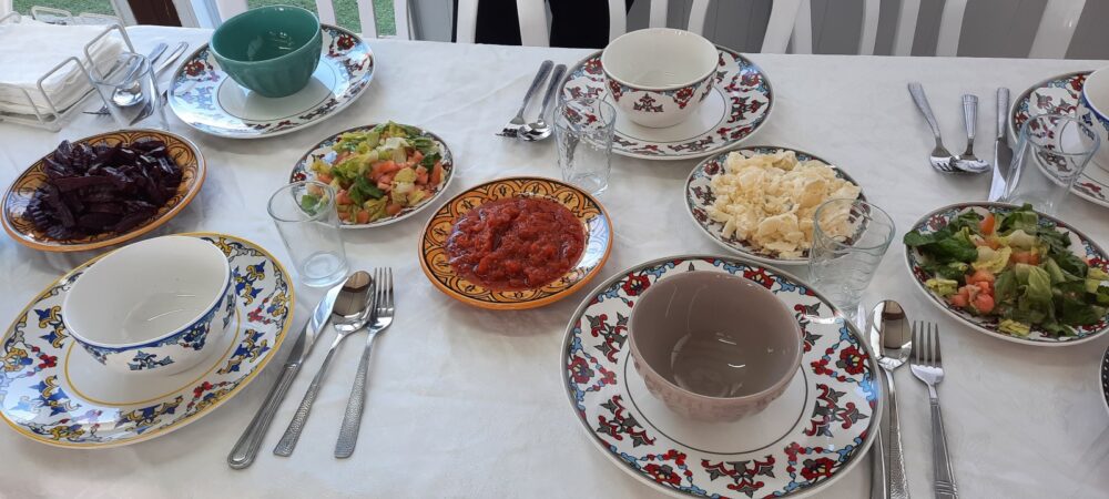 Six different salads grace Shula Knafo’s table. Photo by Judith Sudilovsky