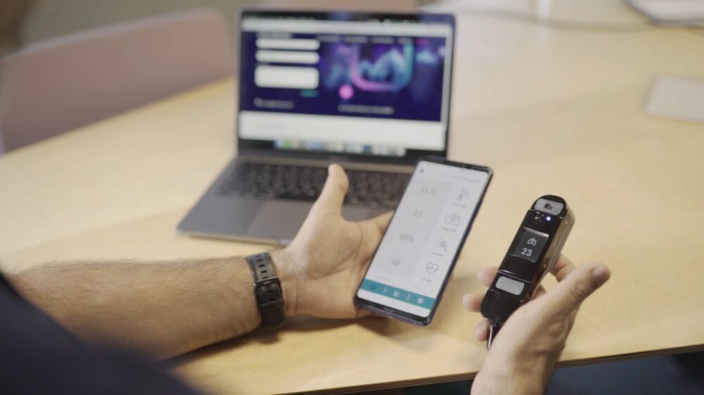 Using the OmnySense app, the physician can easily see if the patient is improving or declining over time. Photo courtesy of OmnySense