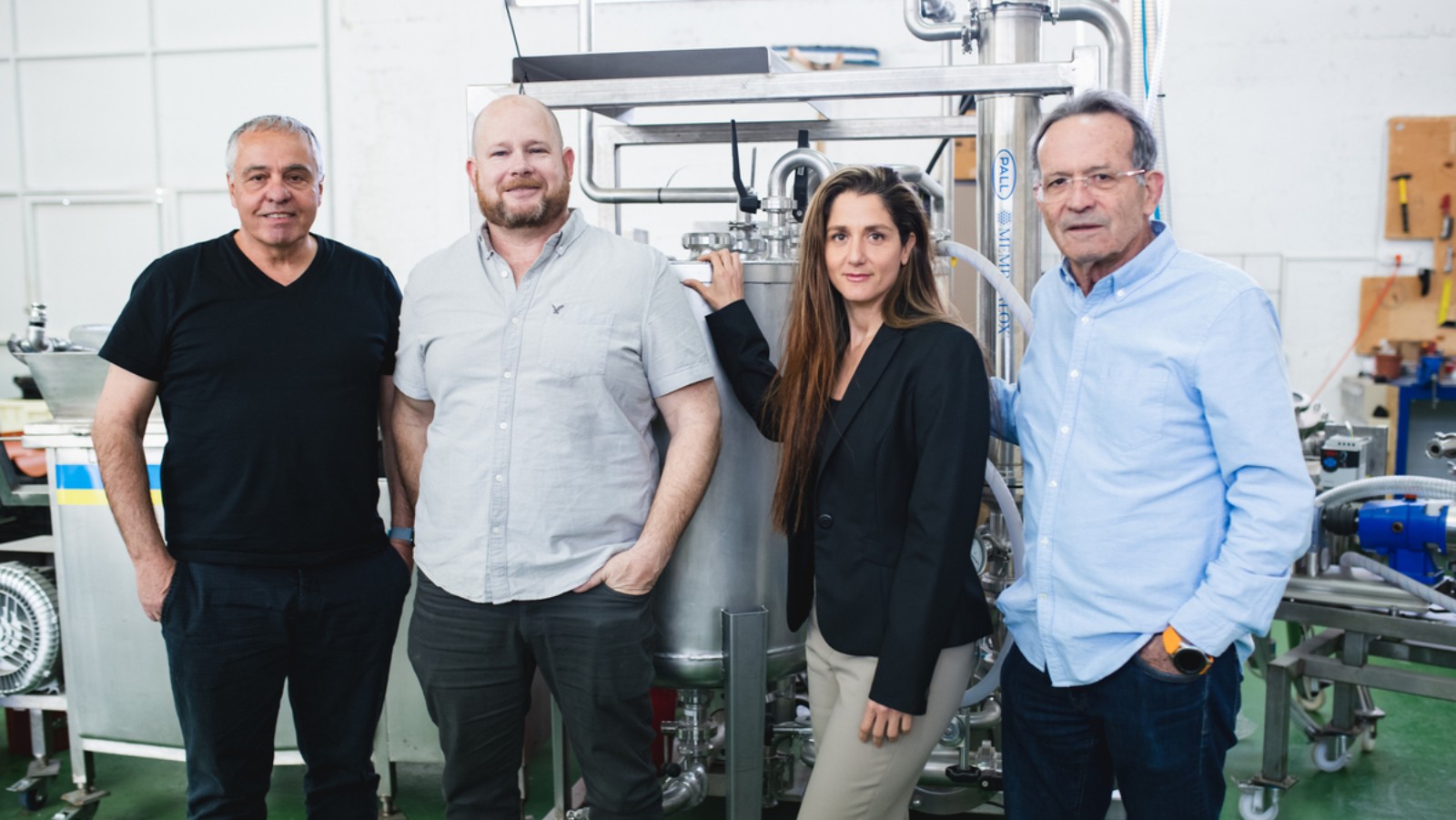 BioBetter cofounders, from left: Prof. Oded Shoseyov, Dr. Amit Yaari, Dr. Dana Yarden, Avi Tzur. Photo by Alexander Seleznyov
