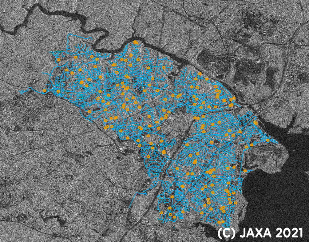 Satellite image showing water leaks. Photo courtesy of CONAE