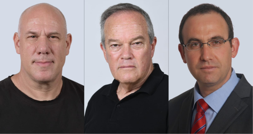 From left, Prof. Eran Bacharach, Prof. Daniel Segal and Prof. Ehud Gazit. Photo courtesy of Tel Aviv University