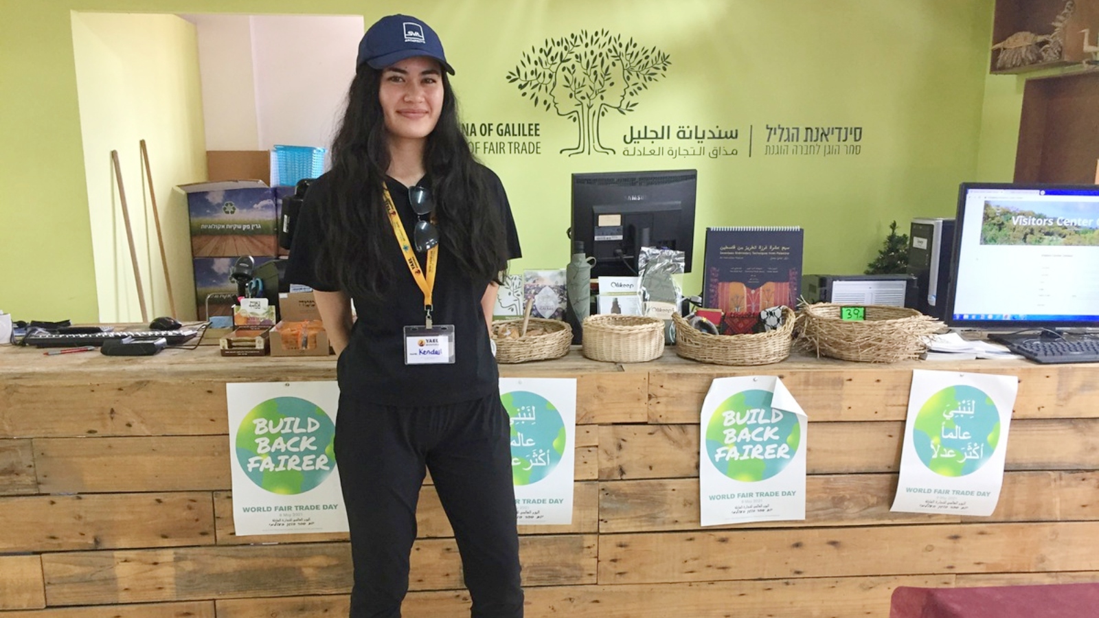 Kendall Simons, a Birthright participant, at the Sindyanna Visitor Center. Photo by Diana Bletter