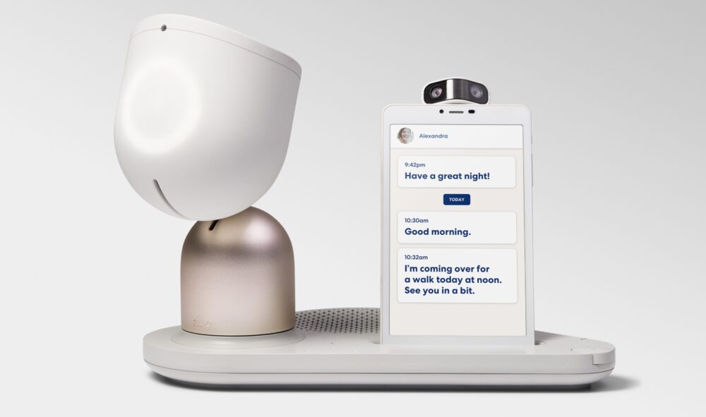 Among ElliQ’s other functions, it keeps elders company. Photo courtesy of Intuition Robotics