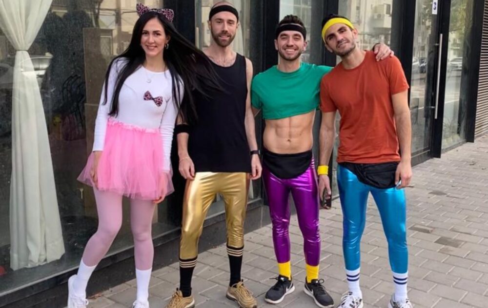Kenneth Gotlib, second from left, and friends at a Purim party in Tel Aviv. Photo courtesy of Kenneth Gotlib
