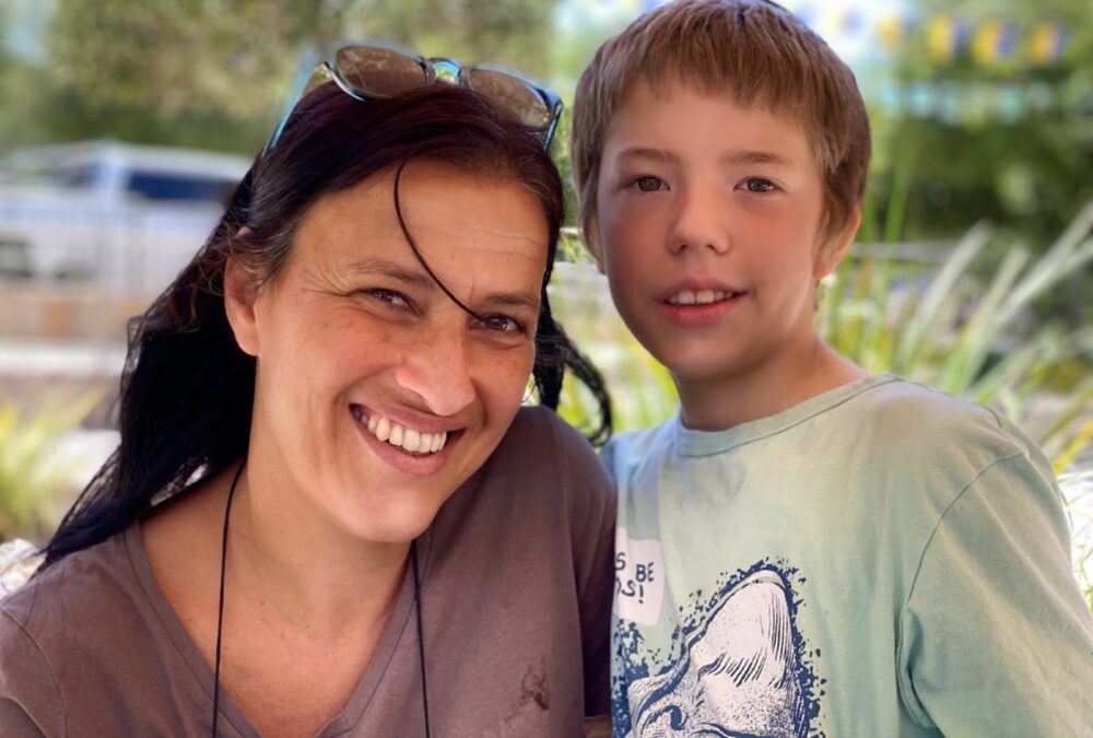 Gili Maymon, manager of Nes Harim, with Moshik, a child from Ukraine. Photo by Nicky Blackburn
