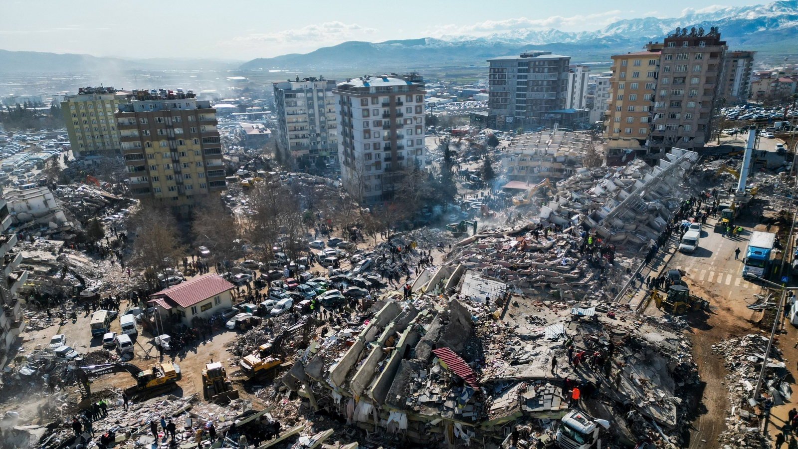 View of the destroyed buildings following the deadly earthquake in Kahramanmaras, Turkey, on February 8, 2023. Photo by Erik Marmor/Flash90